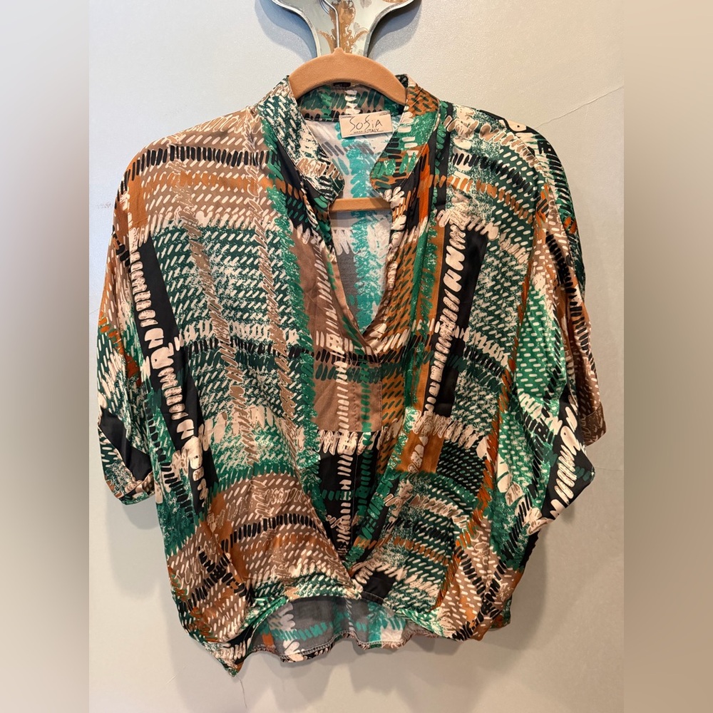 Sofia Plaid Women's Blouse - Green, Brown, Black